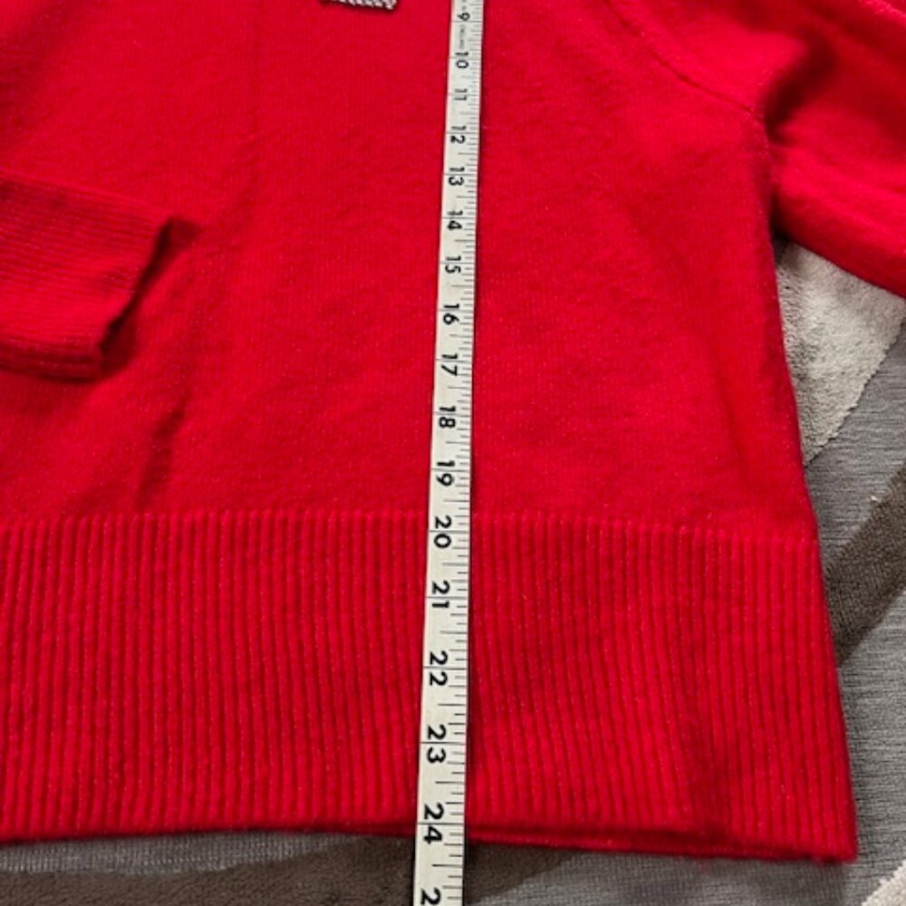 CeCe Rhinestone Bow Detail Cozy Red Sweater Woman's Size Large - Picture 10 of 13